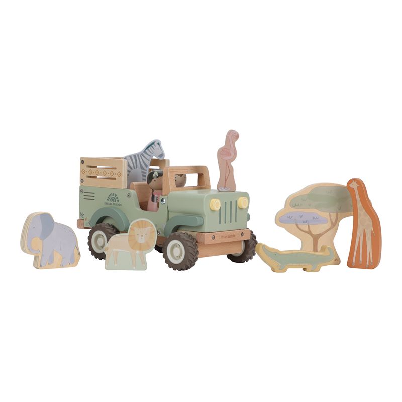 Дървен Джип с Животни Safari Friends на Little Dutch