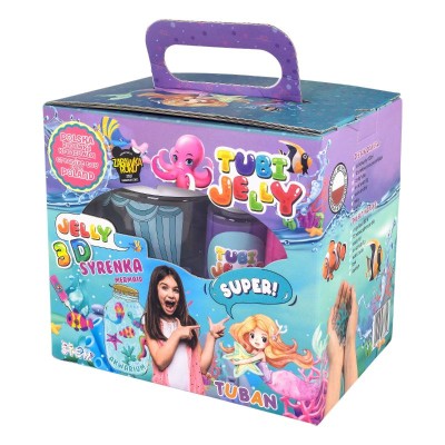 Комплект за 3D Гел Фигурки с 6 цвята и малък аквариум Tubi Jelly Русалка на Tuban